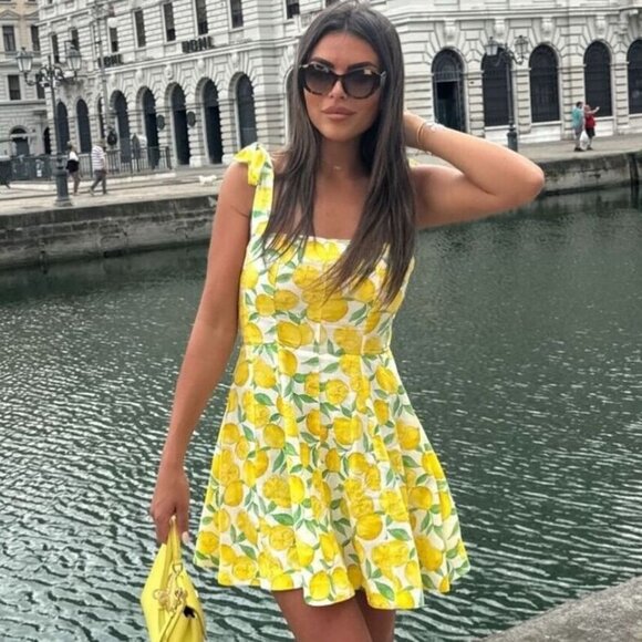 PRINTED LINEN BLEND MINI DRESS - Picture 4 of 10